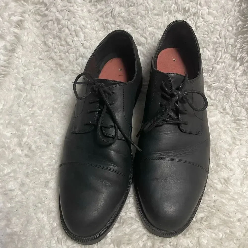 Shoes for Crews slip & oil resistant leather black Men’s shoes.SZ12M